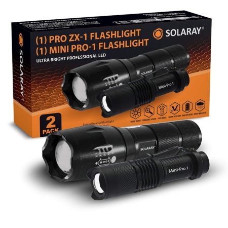 SOLARAY PRO ZX-1 Tactical Series Professional Flashlight 1200 Lumens 5 Modes jl 